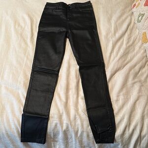 Black leather skinny pants
